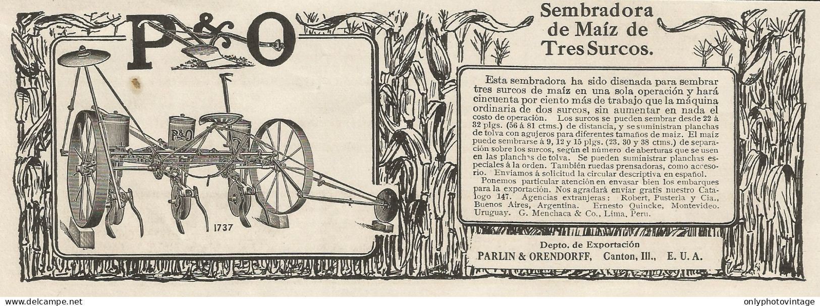 Sembradora De Maìz De Tres Surcos - Pubblicità 1913 - Advertising - Werbung