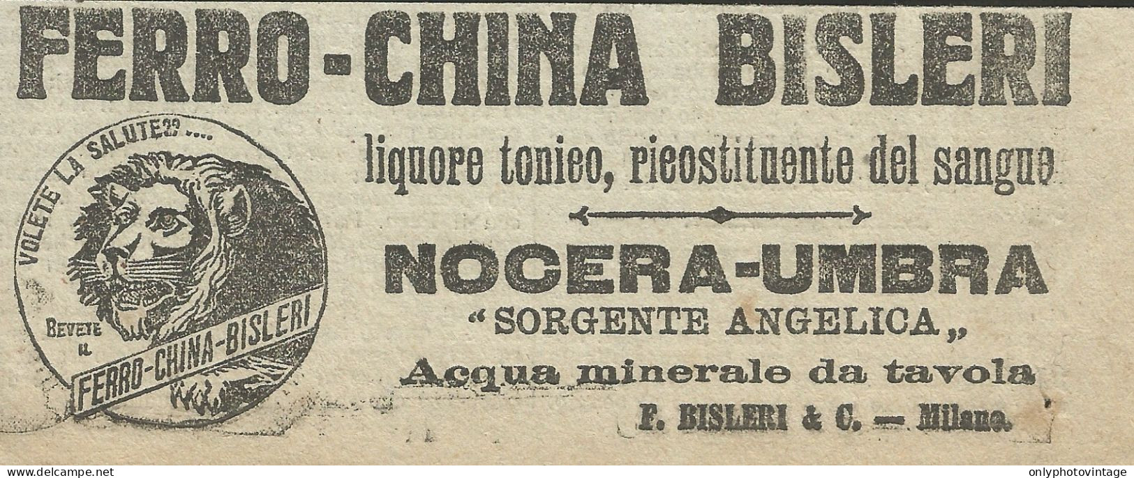 Ferro China Bisleri - Liquore Tonico - Pubblicità 1910 - Advertising - Werbung