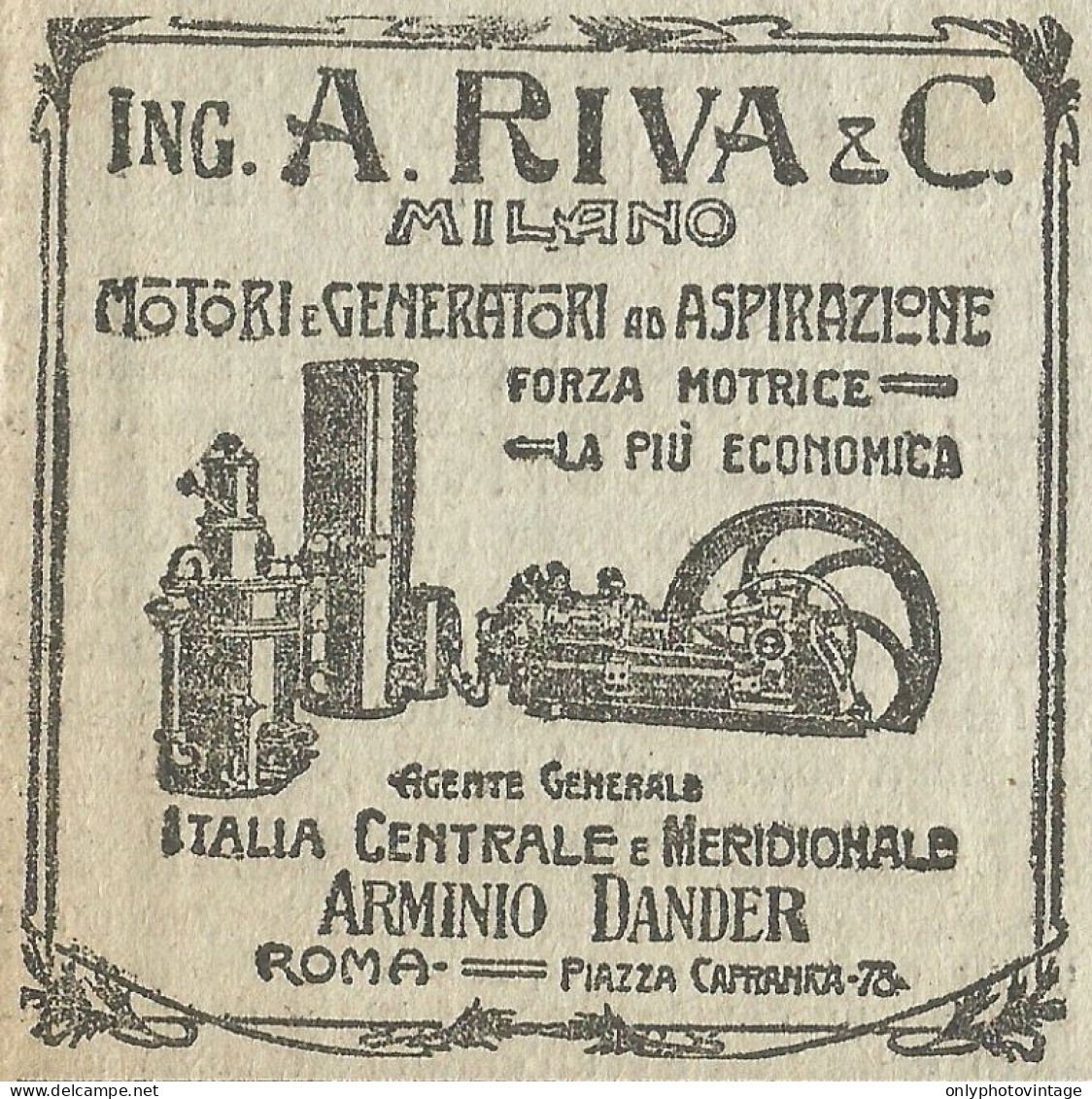 Generatori Arminio DANDER - Pubblicità 1910 - Publicitè - Pubblicitari