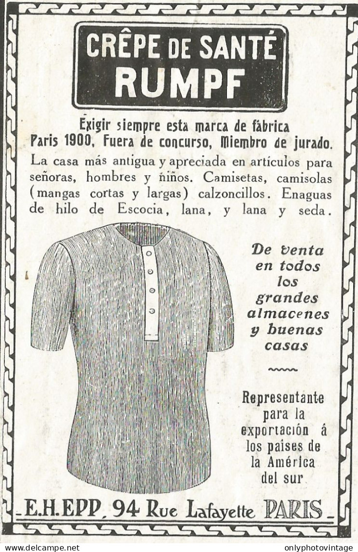 Crepe De Sante RUMPF - Pubblicità 1912 - Publicitè - Werbung