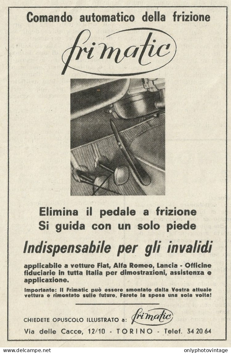 FRIMATIC Elimina Il Pedale A Frizione - Pubblicità 1967 - Publicitè - Werbung