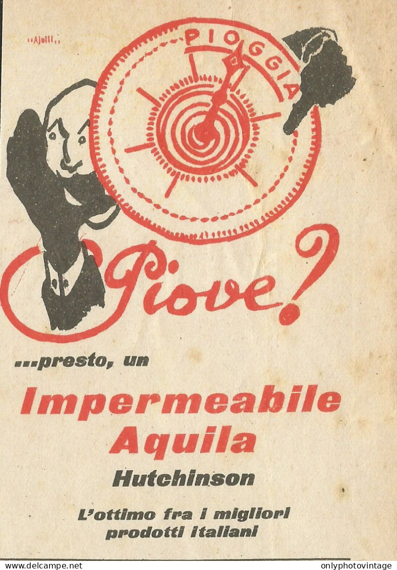 Impermeabile AQUILA - Hutchinson - Pubblicità 1927 - Publicitè - Werbung