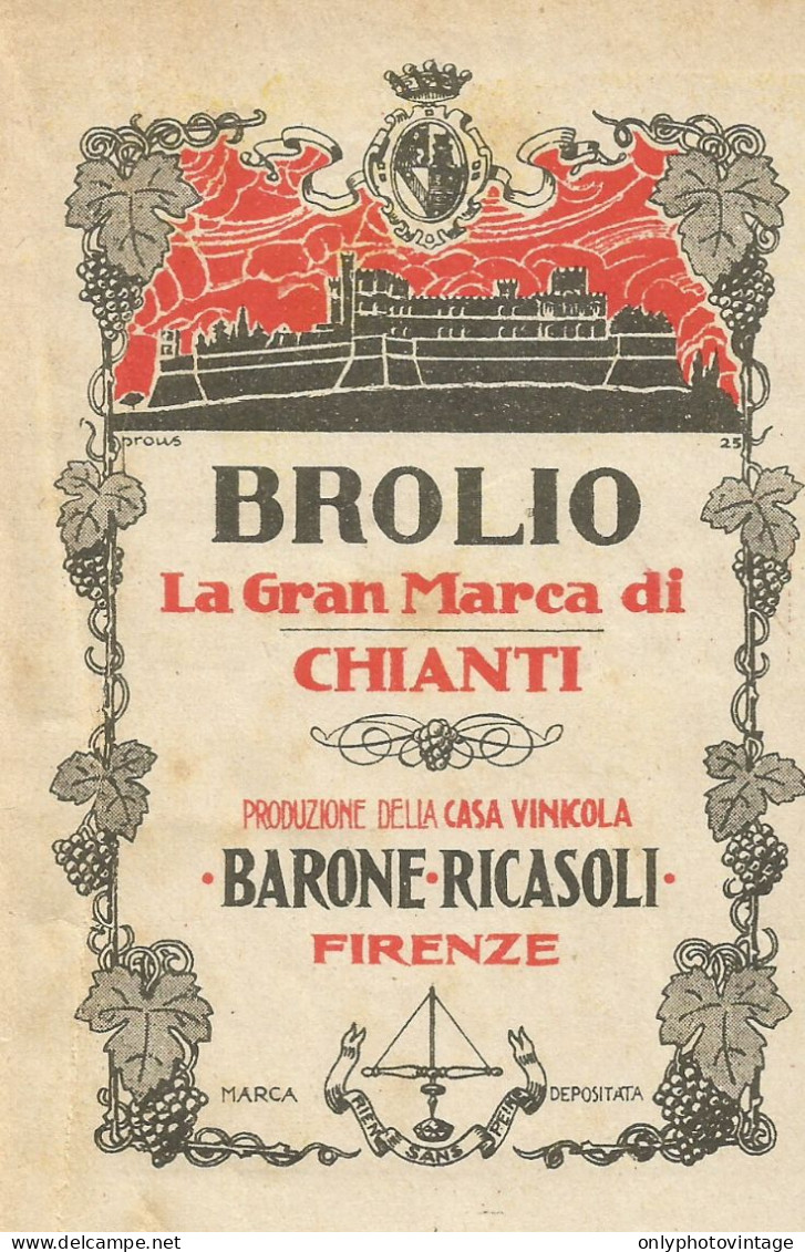 W5280 BROLIO La Gran Marca Di Chianti - Pubblicità 1927 - Publicit - Werbung