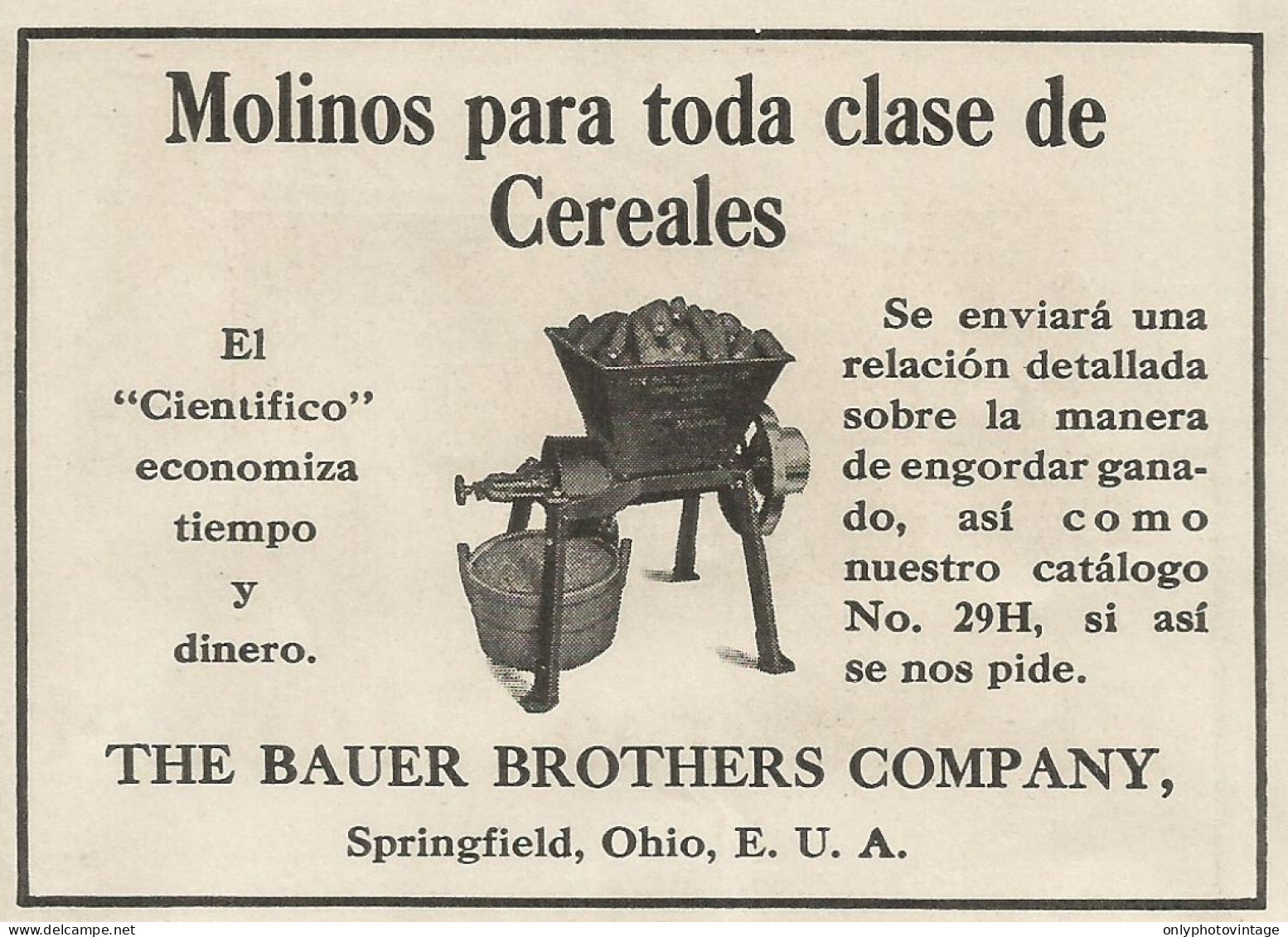 Molinos Para Cereales - The Bauer Brothers Company - Pubblicità 1913 - Pubblicitari
