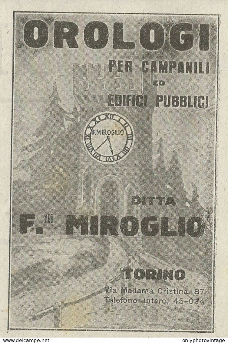 MIROGLIO Orologi - Pubblicità 1927 - Advertising - Pubblicitari