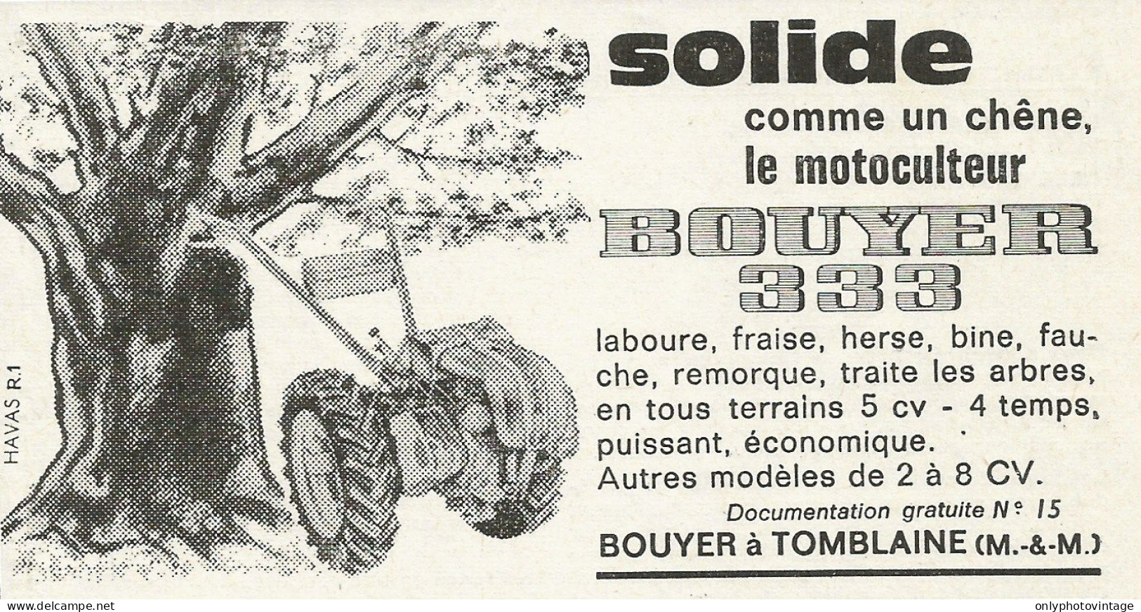 Motoculteur BOUYER 333 - Pubblicità 1962 - Publicitè - Pubblicitari