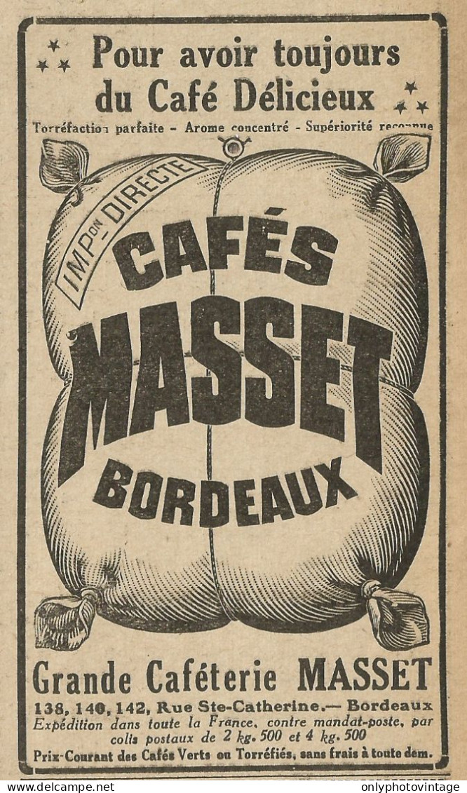 Gran Cafèterie MASSET - Pubblicità 1928 - Publicitè - Werbung