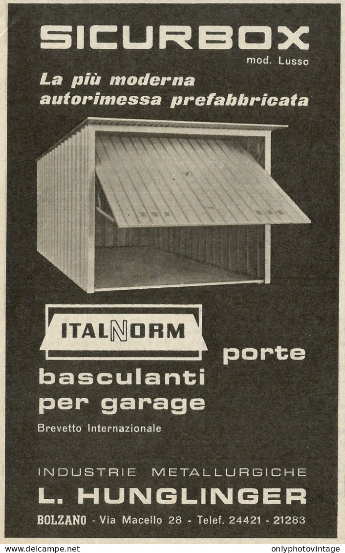 SICURBOX Autorimessa Prefabbricata - Pubblicità 1966 - Advertising - Pubblicitari