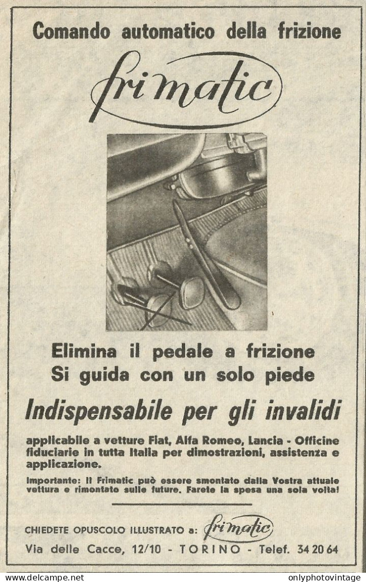 FRIMATIC Comando Automatico Della Frizione - Pubblicità 1966 - Advertising - Werbung