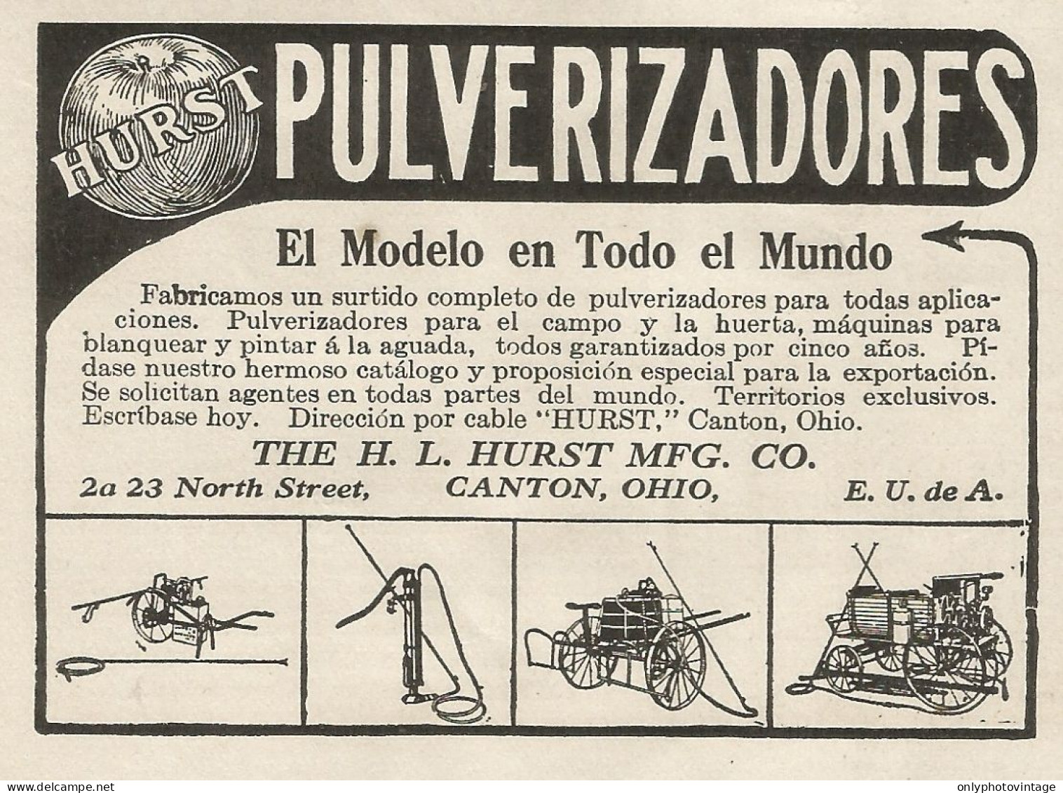 Pulverizadores HURST - Pubblicità 1913 - Advertising - Pubblicitari