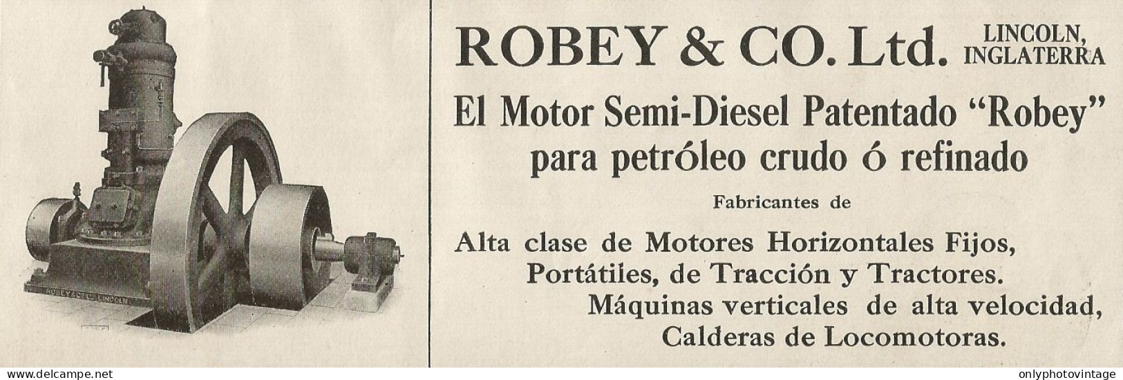 Motori Diesel ROBEY & CO. Ltd - Pubblicità 1913 - Advertising - Publicidad