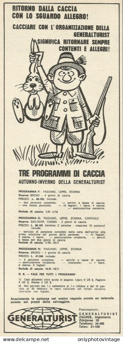 Tre Programmi Di Caccia GENERALTURIST - Pubblicità 1971 - Advertising - Publicidad