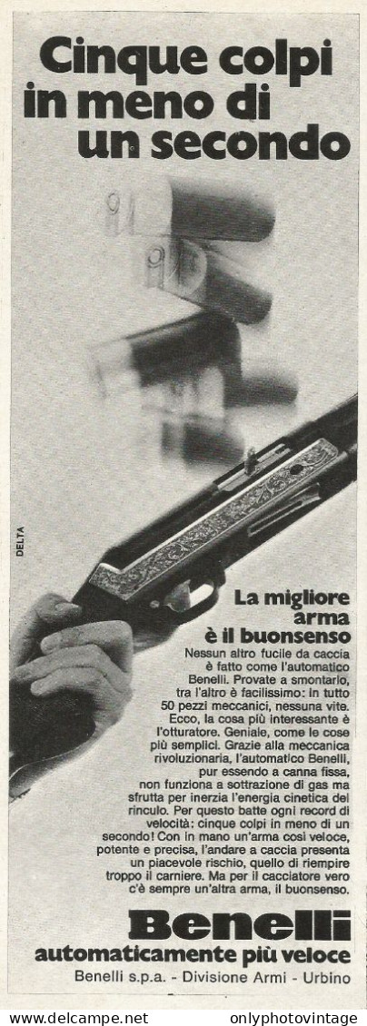 Fucile BENELLI - 5 Colpi In Un Secondo - Urbino - Pubblicità 1972 - Adv. - Publicidad