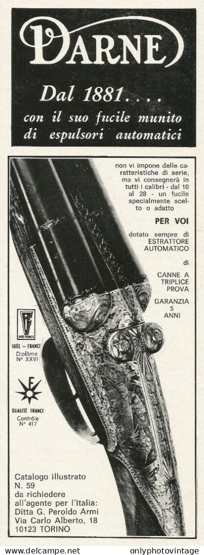 Fucile Munito Di Espulsori Automatici DARNE - Pubblicità 1972 - Advertis. - Publicidad