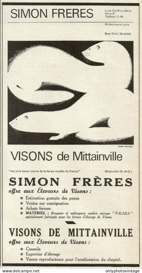 Visons De Mittainville - SIMON FRERES - Pubblicità 1960 - Advertising - Advertising