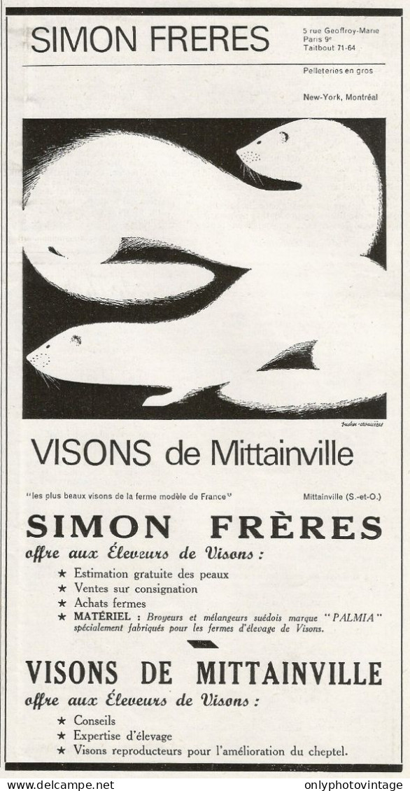 Visons De Mittainville - SIMON FRERES - Pubblicità 1961 - Advertising - Advertising