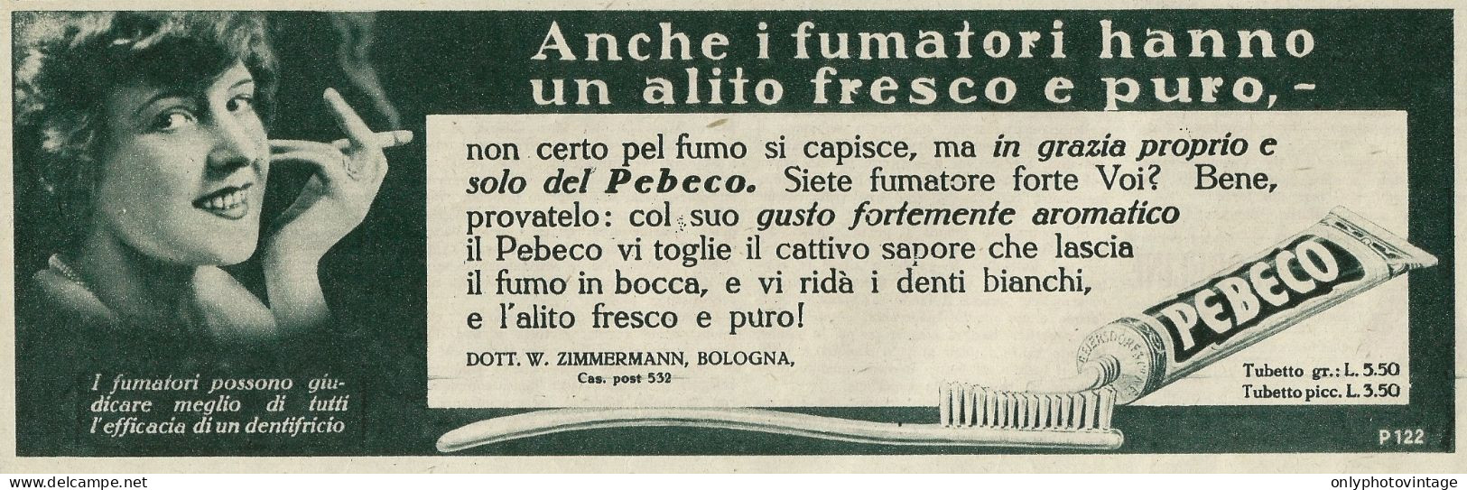 Dentifricio PEBECO - Pubblicità 1929 - Advertising - Advertising