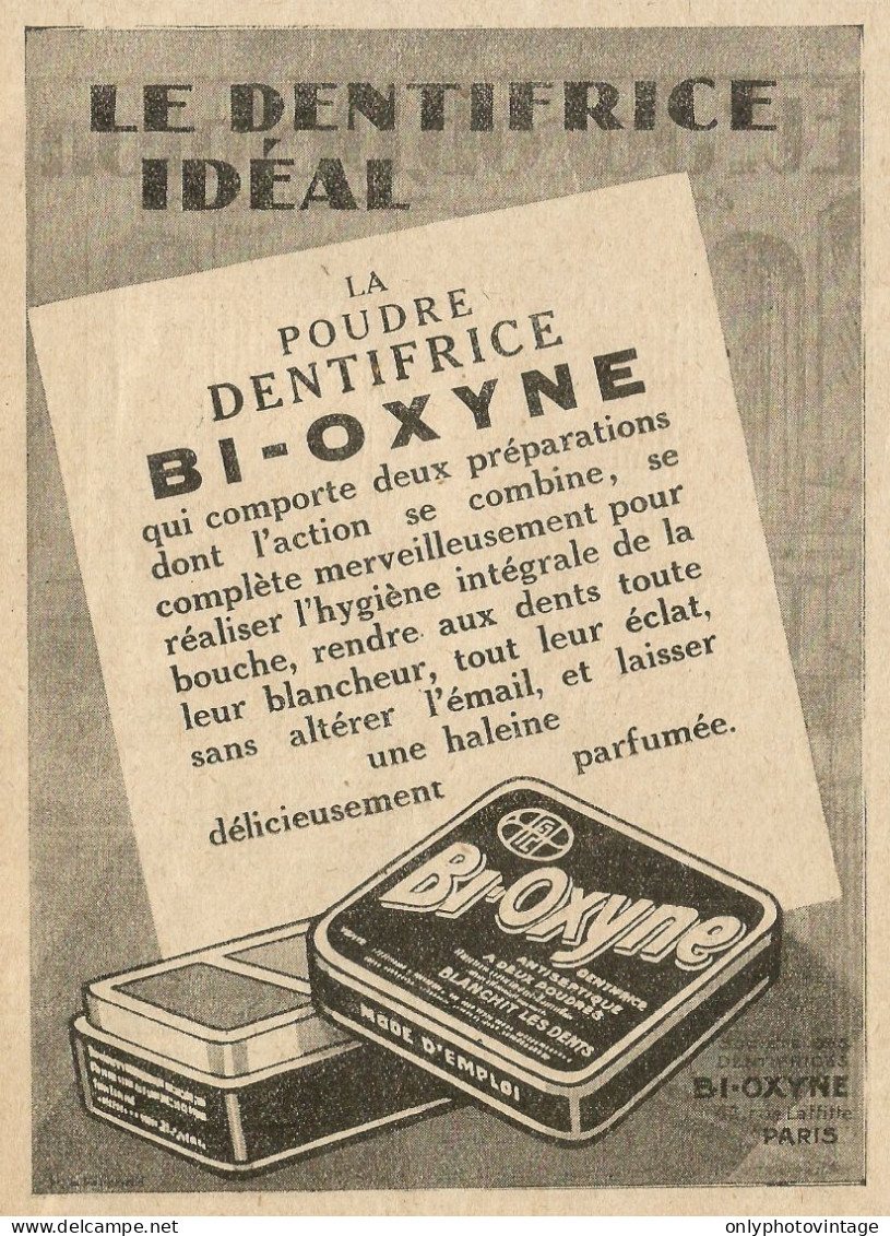 BI-OXYNE Il Dentifricio Ideale - Pubblicità 1929 - Advertising - Advertising