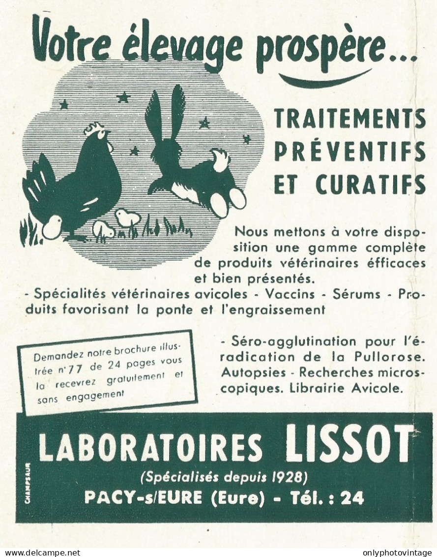 Laboratoires LISSOT - Pacy-s/Eure - Pubblicità 1961 - Advertising - Advertising