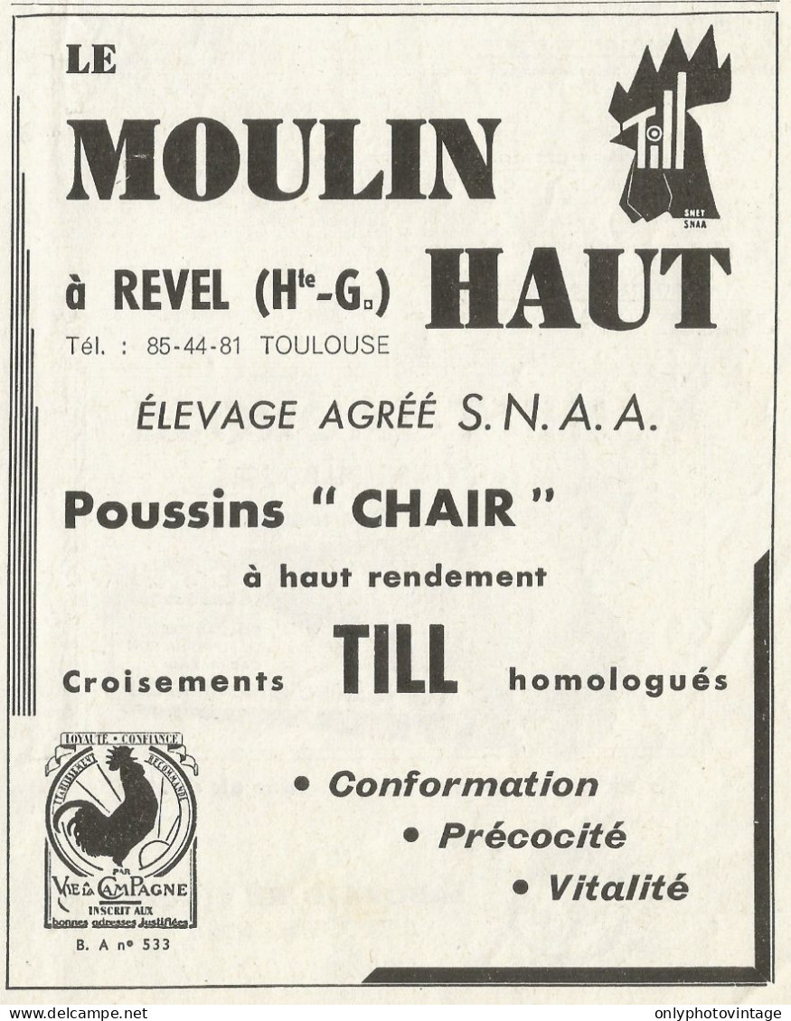 Le Moulin Haut èlevage Agrèè S.N.A.A. - Pubblicità 1961 - Advertising - Advertising