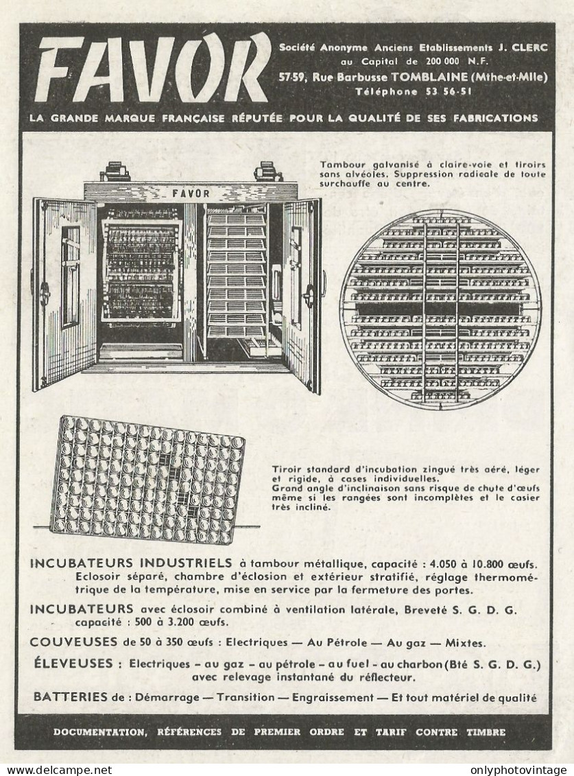 Incubatrice Industriale FAVOR - Pubblicità 1961 - Advertising - Advertising