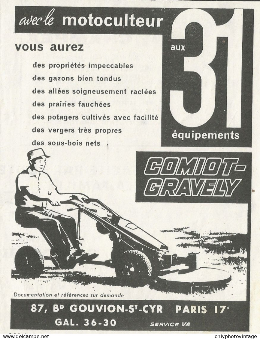 Motocoltivatore Comiot-Gravely - Pubblicità 1962 - Advertising - Advertising