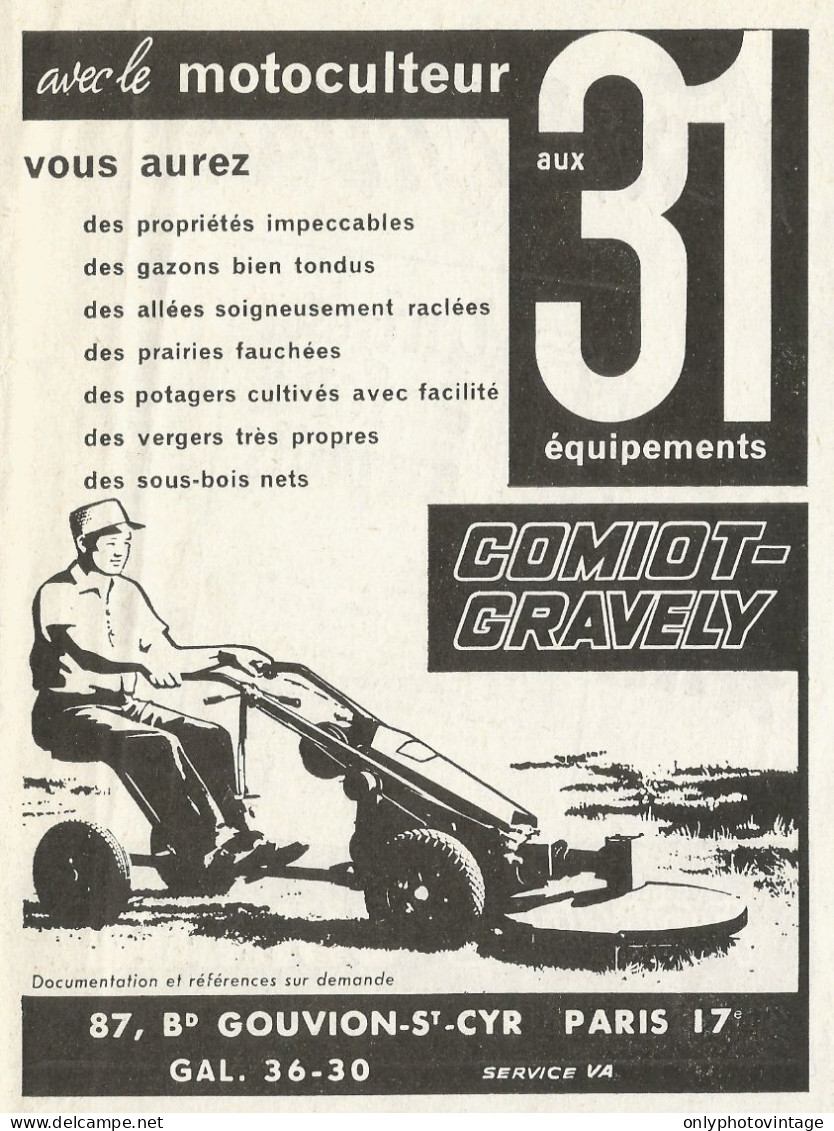 Motocoltivatore Comiot-Gravely - Pubblicità 1961 - Advertising - Advertising