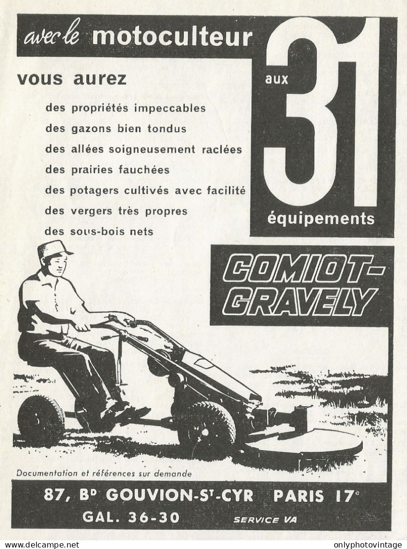 Motocoltivatore Comiot-Gravely - Pubblicità 1962 - Advertising - Advertising