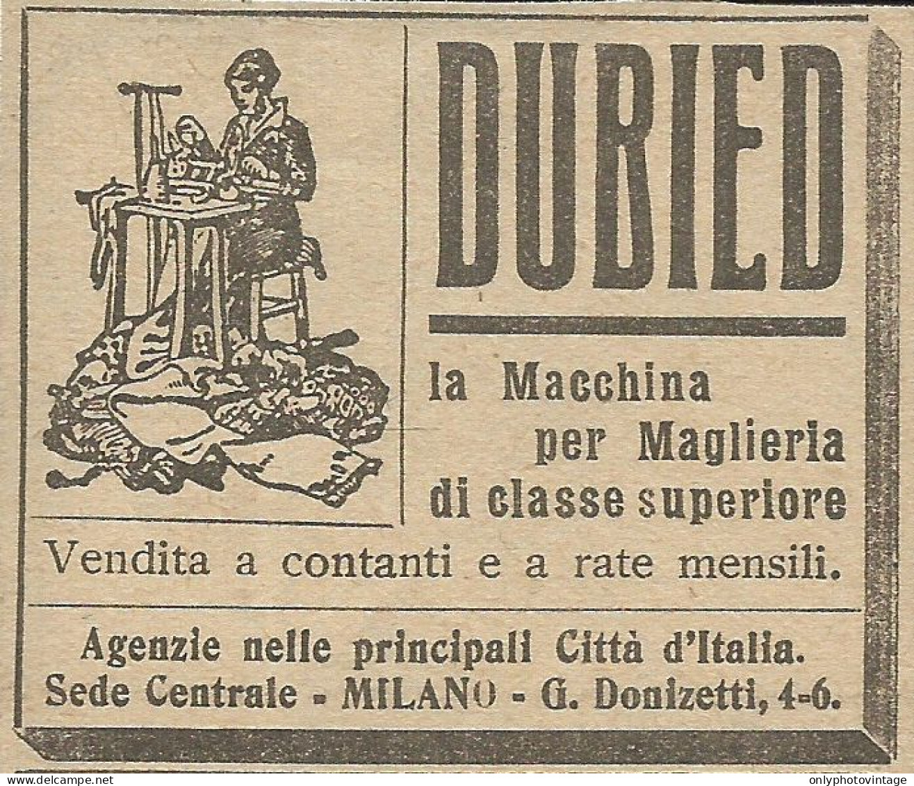 Macchina Per Maglieria DUBIED - Pubblicità 1924 - Advertising - Reclame