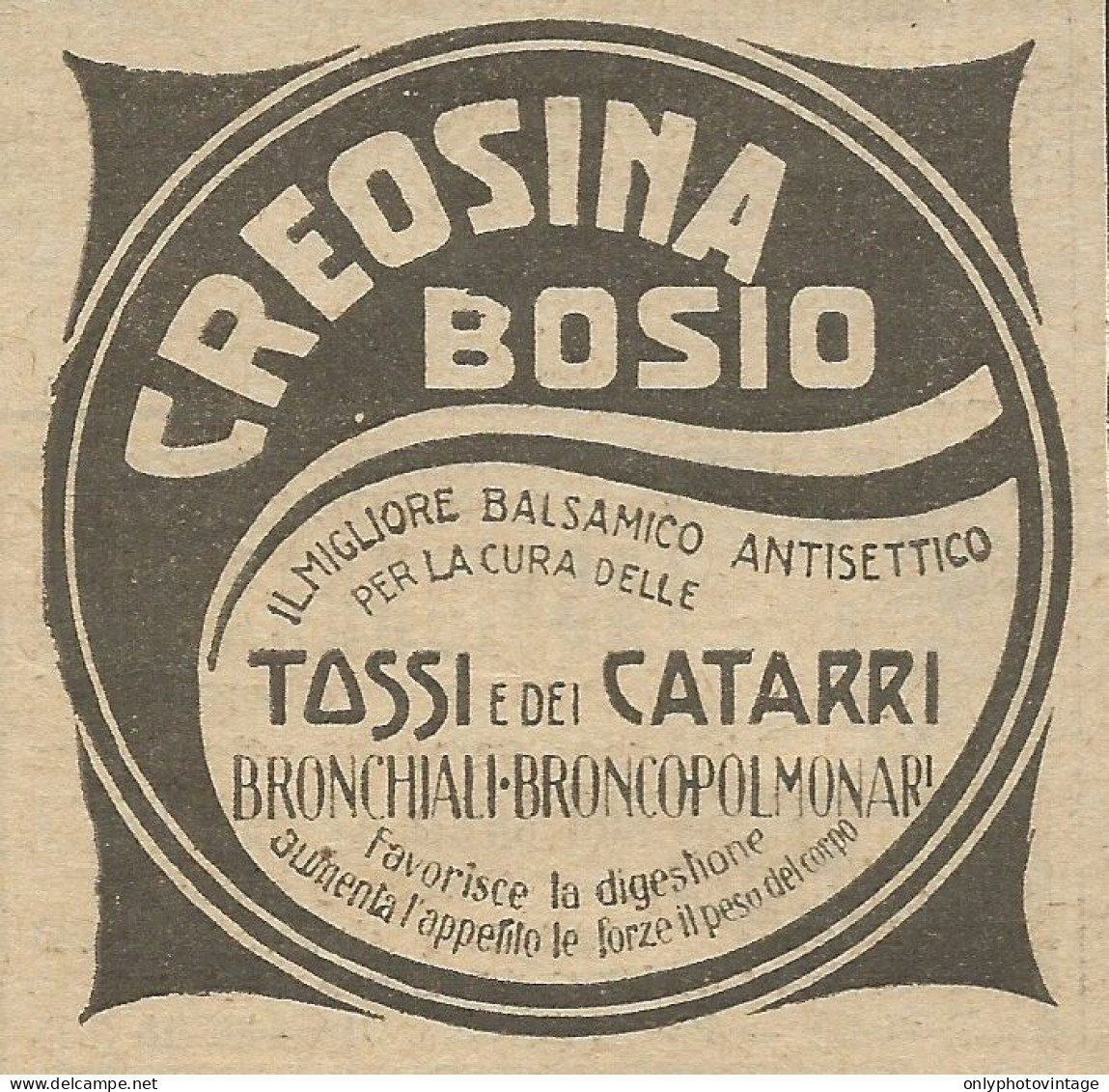 Creosina Bosio Il Miglior Balsamico - Pubblicità 1924 - Advertising - Reclame