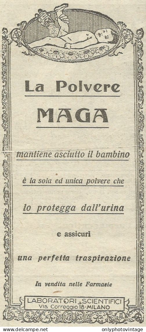 Polvere MAGA Mantiene Sciutto Il Bimbo - Pubblicità 1924 - Advertising - Reclame