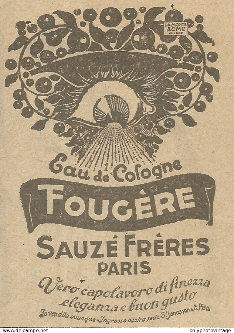 Eau De Cologne Fougère - Pubblicità 1924 - Advertising - Reclame