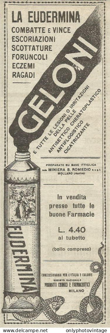 La Eudermina Combatte I Foruncoli - Pubblicità 1924 - Advertising - Reclame
