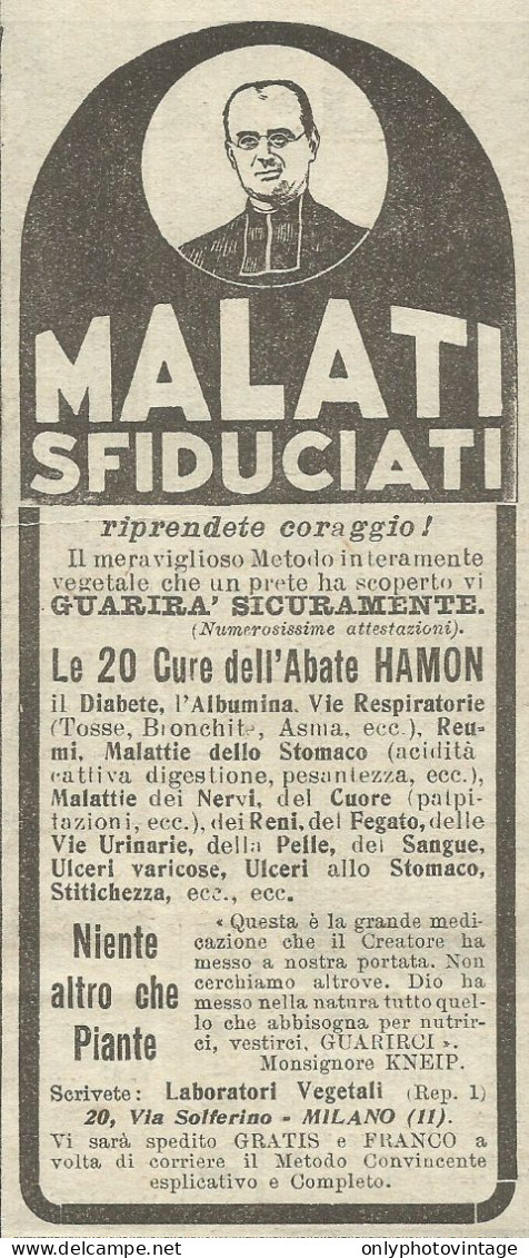 Le 20 Cure Dell'Abate Hamon - Pubblicità 1924 - Advertising - Reclame