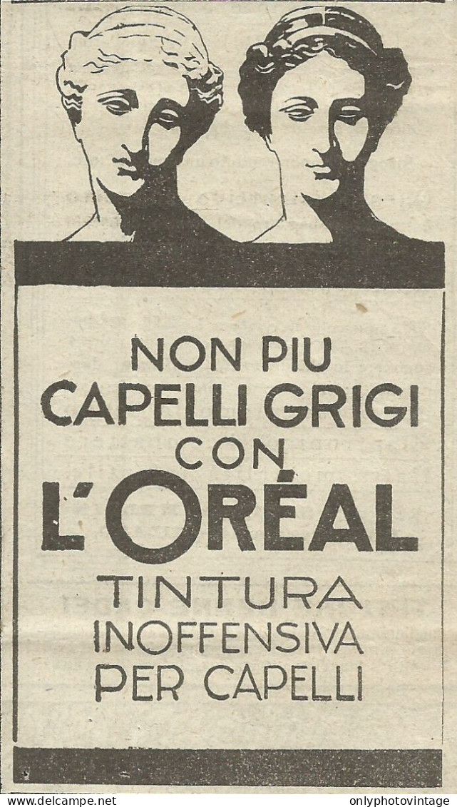 L'Oreal Tintura Inoffensiva Per Capelli - Pubblicità 1924 - Advertising - Reclame