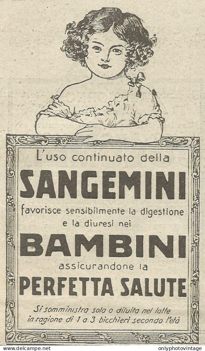 Acqua SANGEMINI - Pubblicità 1924 - Advertising - Reclame