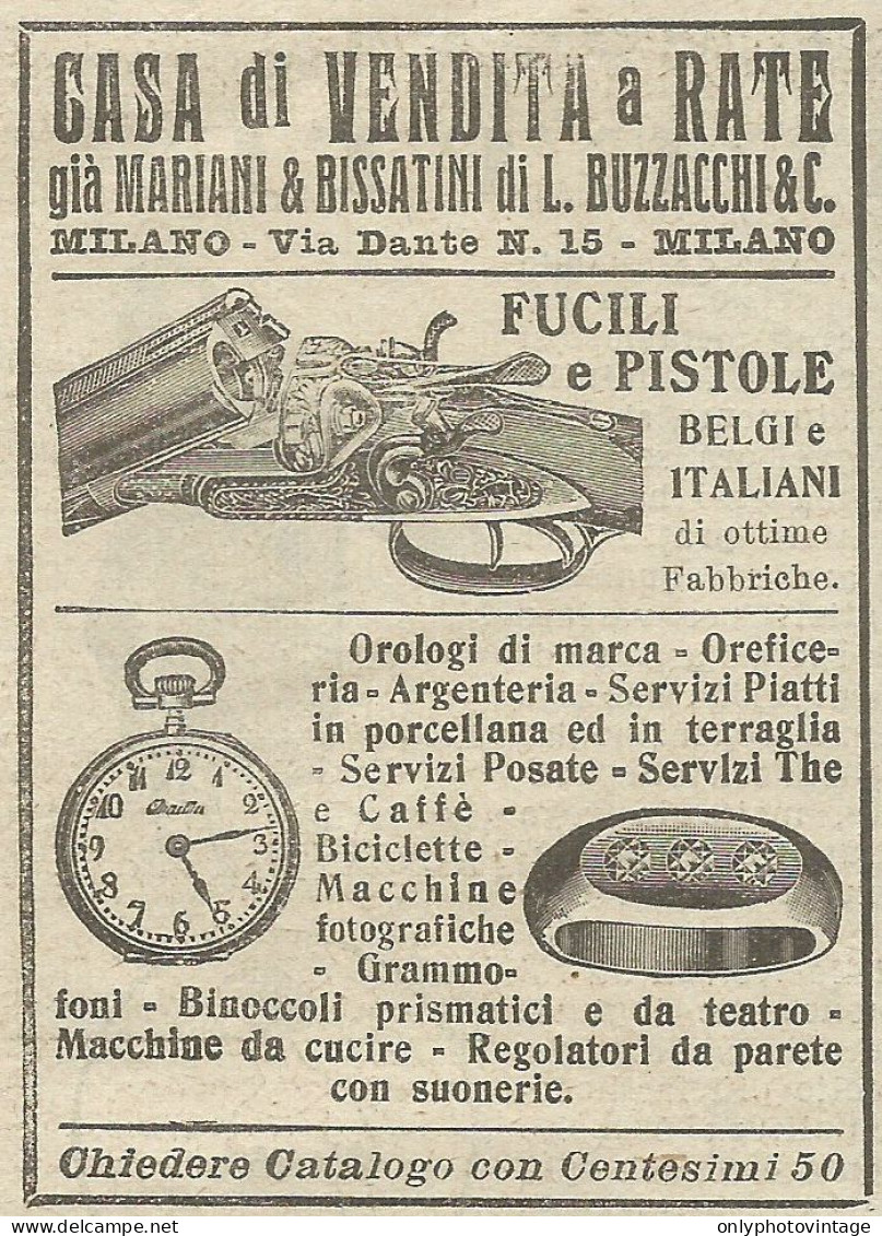 Casa Di Vendita A Rate Di L. Buzzacchi - Pubblicità 1924 - Advertising - Reclame