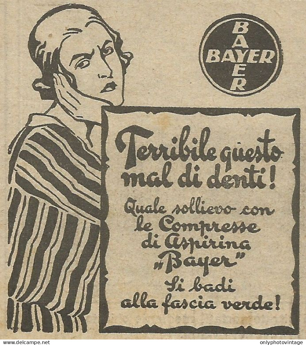 Sollievo Dal Mal Di Denti Con L'Aspirina - Pubblicità 1924 - Advertising - Reclame