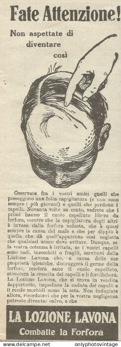 Lozione Lavona Combatte La Forfora - Pubblicità 1924 - Advertising - Reclame