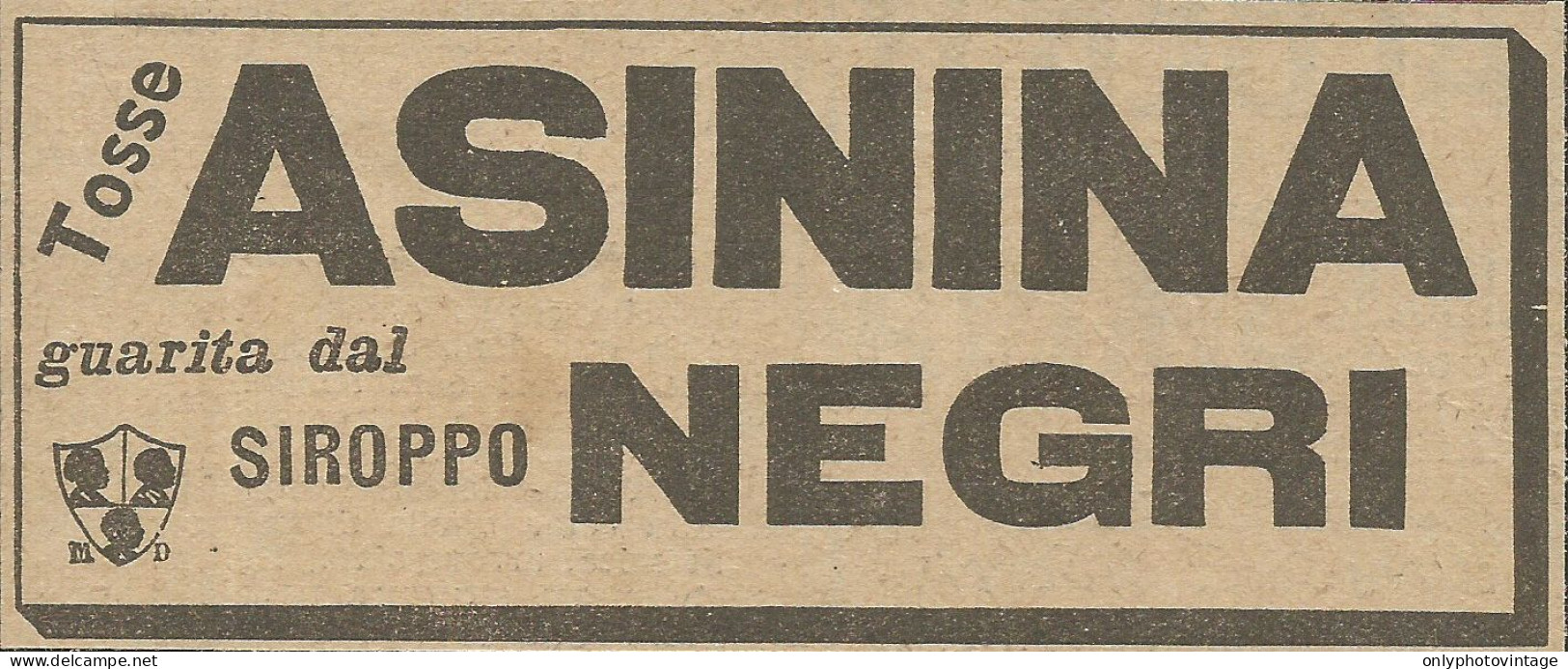 Siroppo Asinina Negri - Pubblicità 1924 - Advertising - Reclame