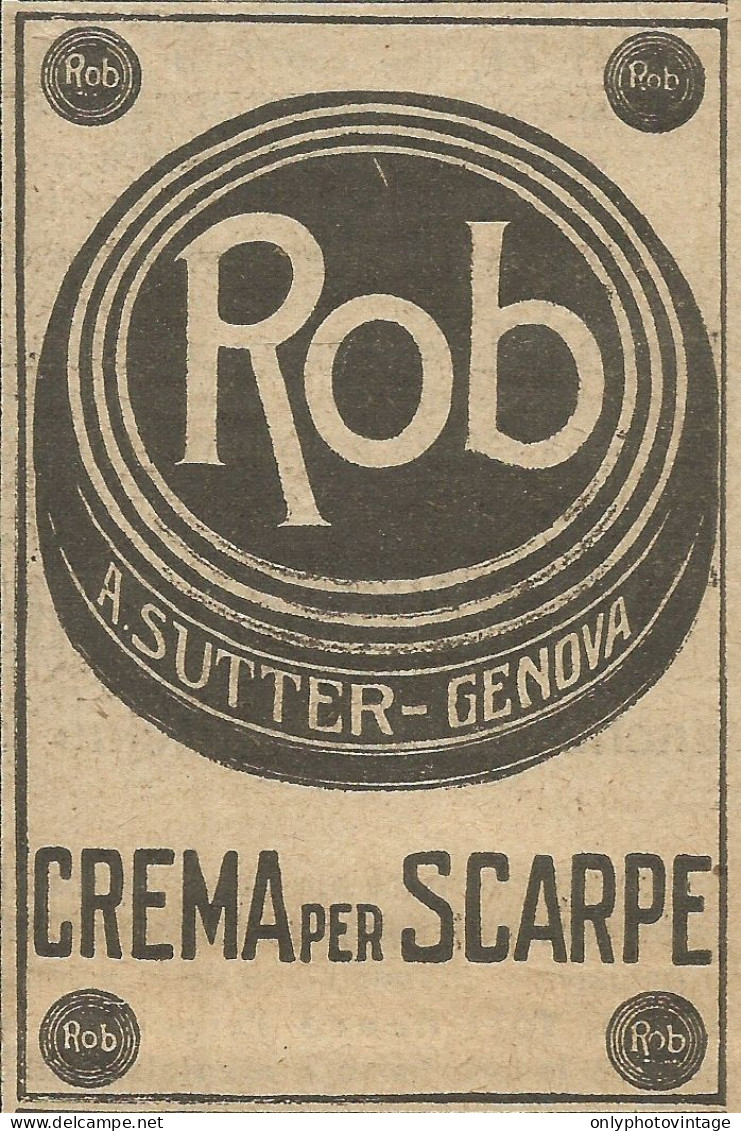 Crema Per Scarpe Rob - A. Sutter - Genova - Pubblicità 1924 - Advertising - Reclame
