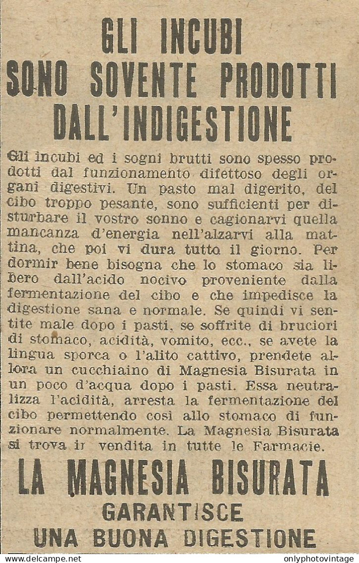 La Magnesia Bisurata Per Digerire - Pubblicità 1924 - Advertising - Reclame