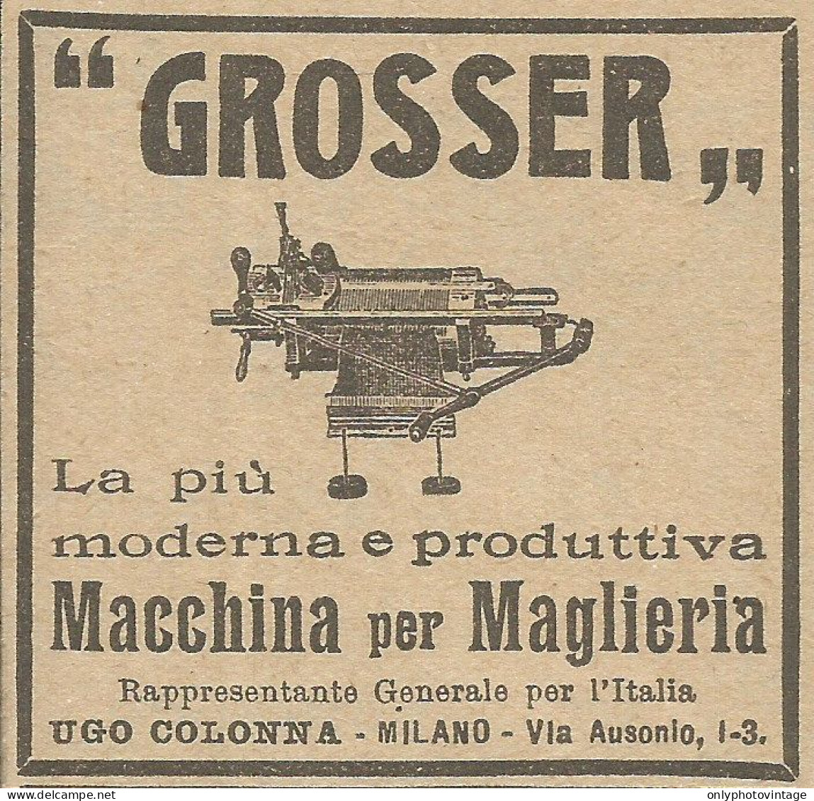 Grosser - Macchina Per Maglieria - Pubblicità 1924 - Advertising - Reclame
