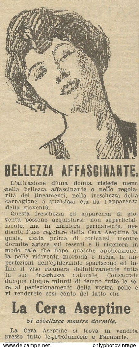 Cera Aseptine - Bellezza Affascinante - Pubblicità 1924 - Advertising - Reclame