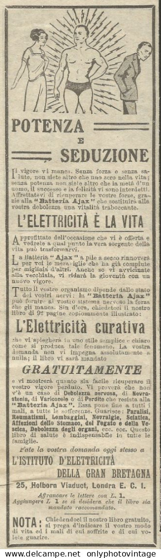 Batteria AJAX - Potenza E Seduzione - Pubblicità 1924 - Advertising - Publicités