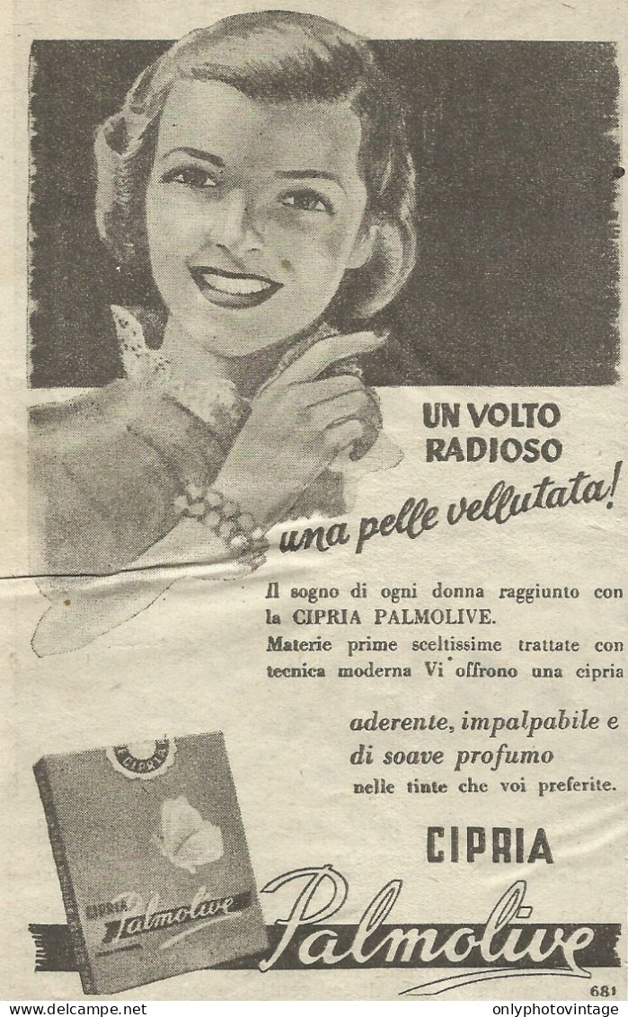 Cipria Palmolive - Una Pelle Vellutata - Pubblicità 1949 - Advertising - Reclame