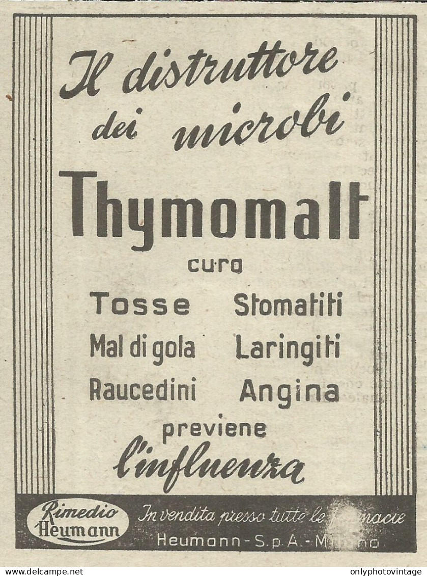 THYMOMALT Il Distruttore Di Microbi - Pubblicità 1949 - Advertising - Reclame