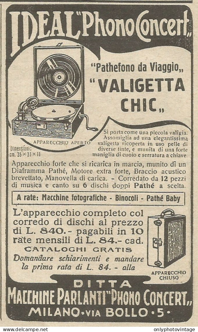 Ideal Phono Concert - Valigetta Chic - Pubblicità 1928 - Advertising - Reclame