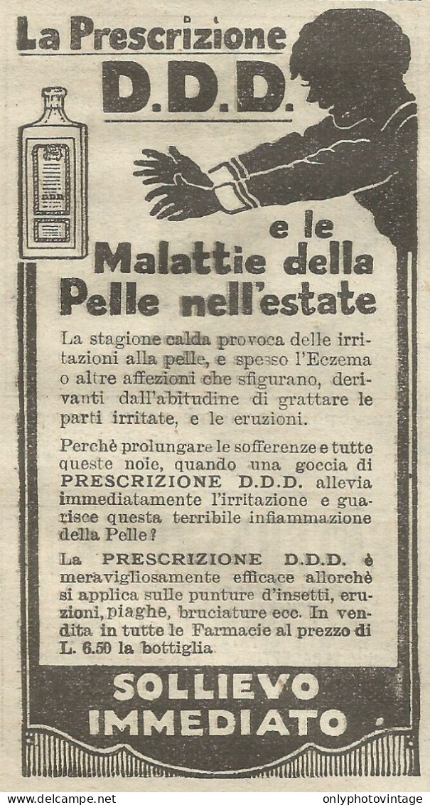 Prescrizione D.D.D. Per Malattia Pelle - Pubblicità 1928 - Advertising - Reclame