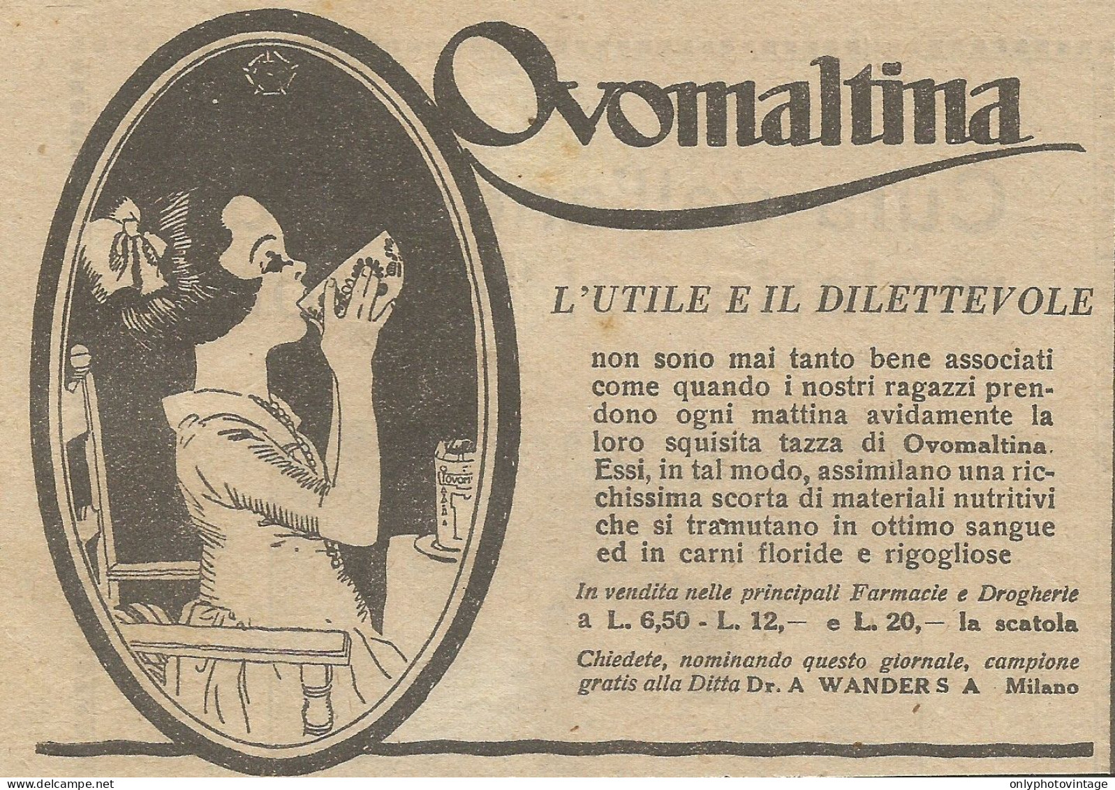 Ovomaltina - L'utile E Il Dilettevole - Pubblicità 1926 - Advertising - Reclame